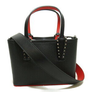 Christian Louboutin Kabata Tote Bag Leather Studs Black Red